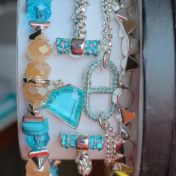 Silver and Turquoise Bracelet Stack - Picture 2 of 2